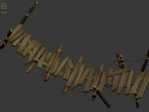field - broken wood bridge 03 3D Model