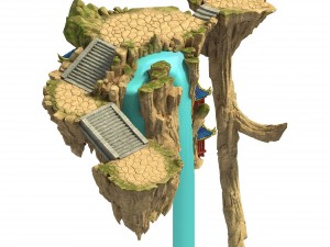 wild - mountain ladder waterfall 3D Model