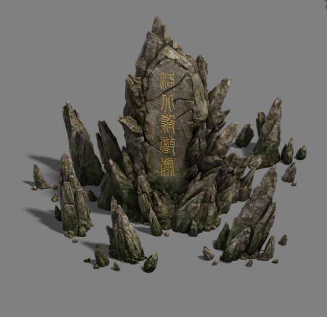 field - stone and flag 3D-Modell .c4d .max .obj .3ds .fbx .stl .blend 