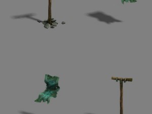 field - stone and flag 3D-Modell