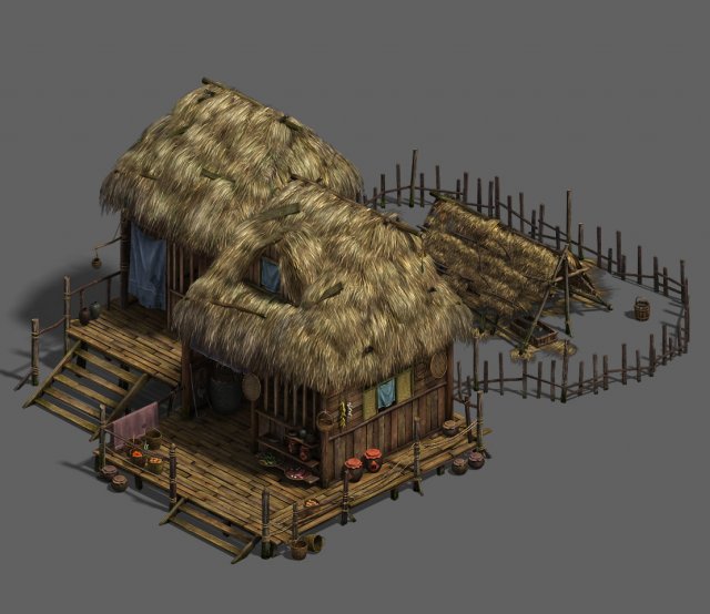 original village - house 1 3D Model .c4d .max .obj .3ds .fbx .stl .blend