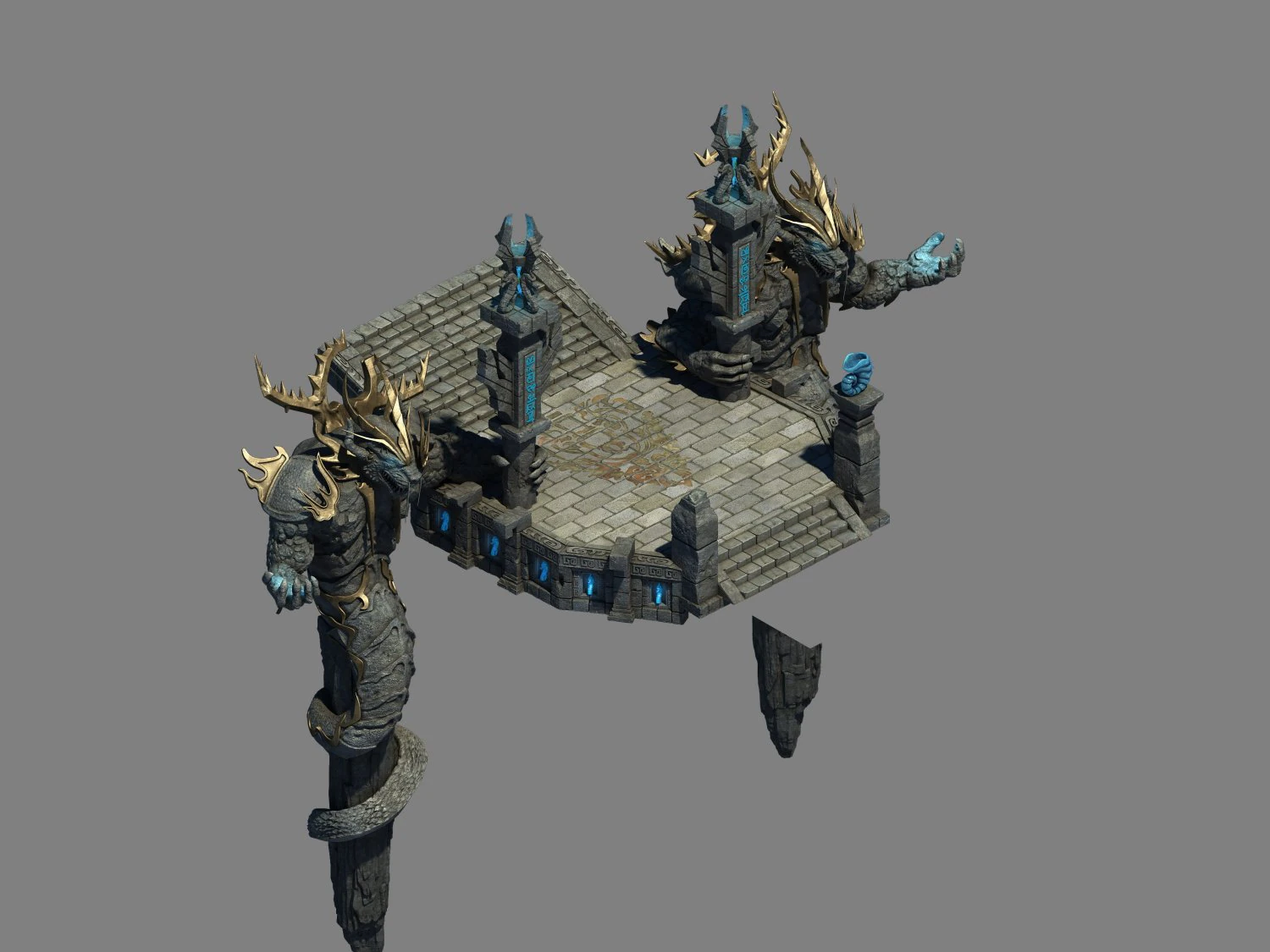 strokes the mountain - guardian beast door 3D Model .c4d .max .obj .3ds .fbx .stl .blend 