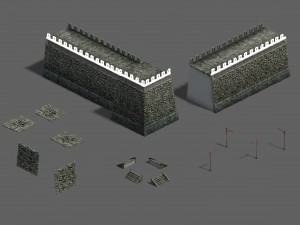 medium city - city wall - corner 3D Model