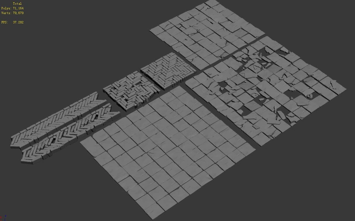 medium city - brick pavement 3D Model .c4d .max .obj .3ds .fbx .stl .blend