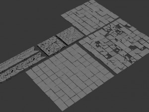medium city - brick pavement 3D Model