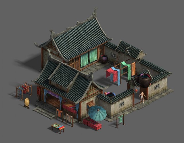 medium city - clothing store 3D मॉडल .c4d .max .obj .3ds .fbx .stl .blend 