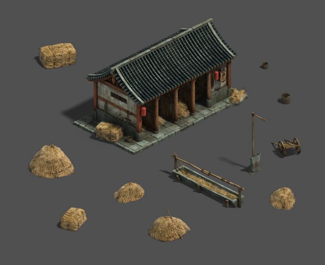 medium city - stables - raising stables 3D-Modell .c4d .max .obj .3ds .fbx .stl .blend 