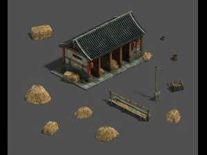 средний город - конюшни - выращивание конюшен 3D Модель