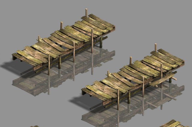 medium city - wooden bridge 3D 모델 .c4d .max .obj .3ds .fbx .stl .blend 