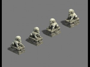 medium city - stone lion 3Dモデル