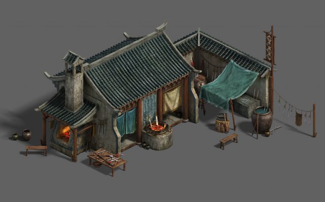 medium city - blacksmith shop 3D-Modell .c4d .max .obj .3ds .fbx .stl .blend 
