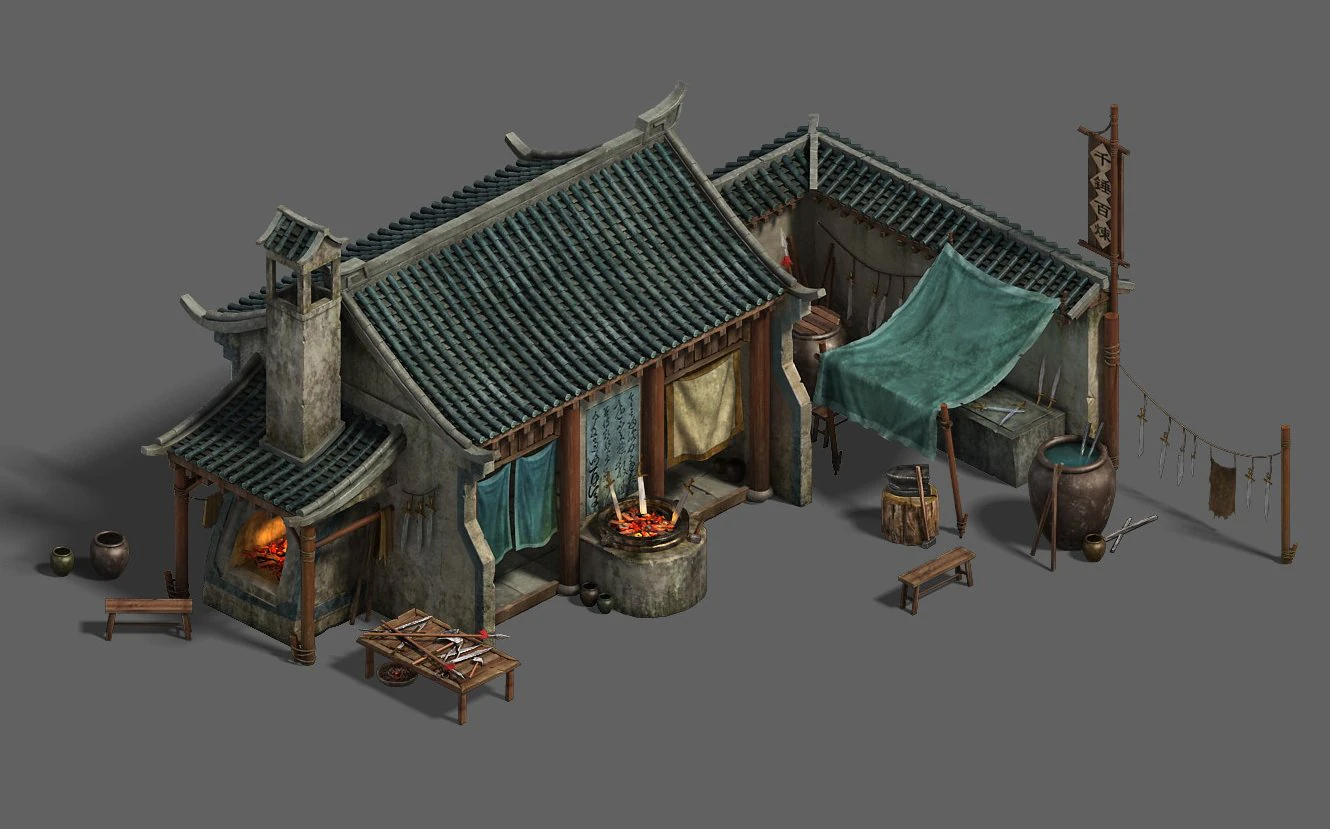 medium city - blacksmith shop 3D Model .c4d .max .obj .3ds .fbx .stl .blend
