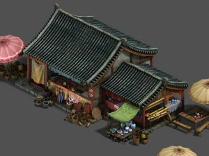 मध्यम शहर - किराना दुकान 3D मॉडल