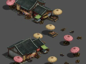 medium city - grocery store 3D Model