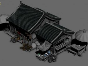 medium city - grocery store 3D Model