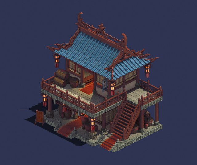 ancient chinese city - pub 02 Model 3D .c4d .max .obj .3ds .fbx .stl .blend