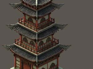 चीनी प्राचीन मीनार 3D मॉडल