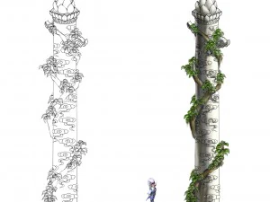 decorative columns - long column 03 3D Model