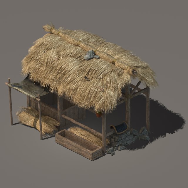 grassland building - stables 01 3D 모델 .c4d .max .obj .3ds .fbx .stl .blend 