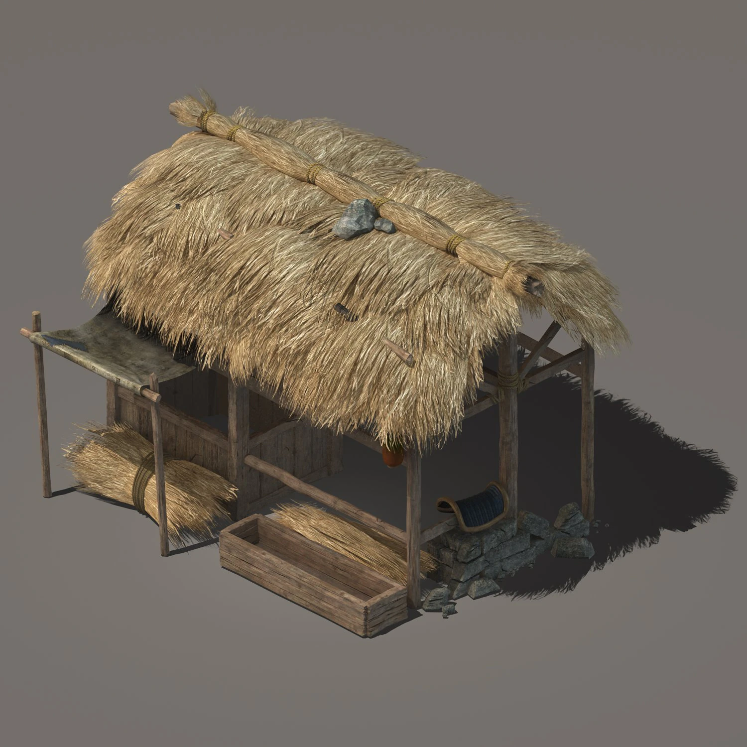 grassland building - stables 01 3D Model .c4d .max .obj .3ds .fbx .stl .blend 
