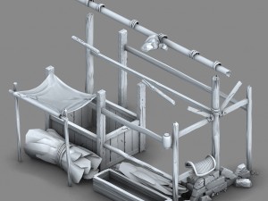grassland building - stables 01 3D 모델