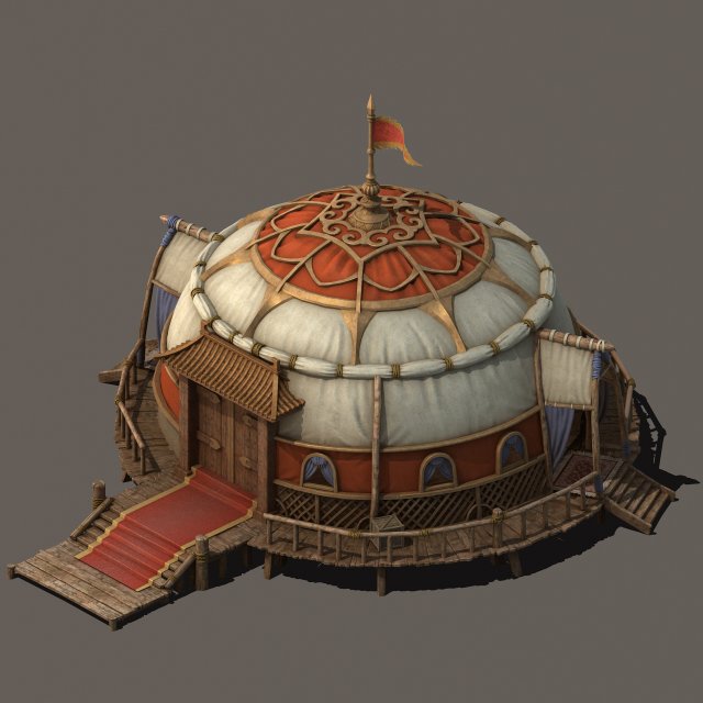 grassland building - tent 03 3Dモデル .c4d .max .obj .3ds .fbx .stl .blend 