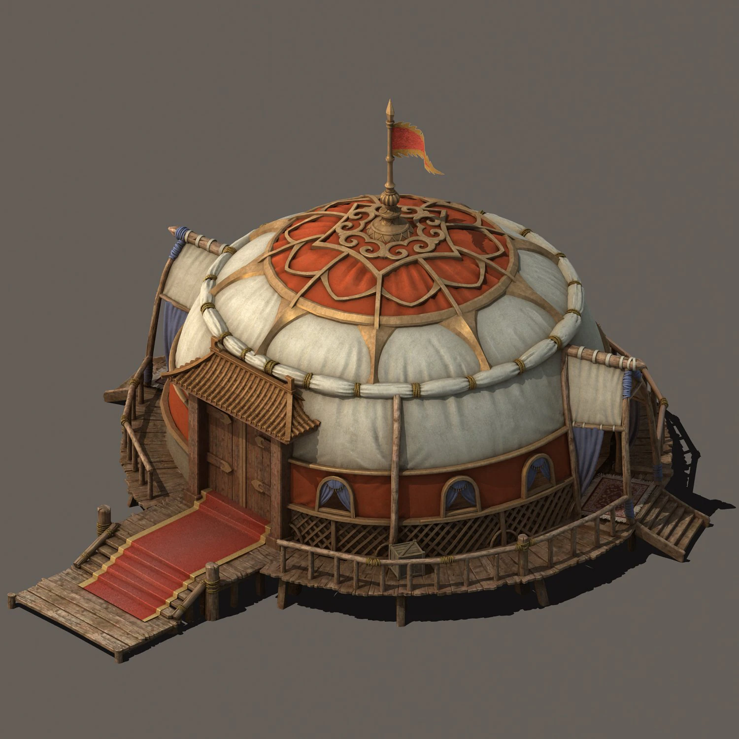 grassland building - tent 03 3D Model .c4d .max .obj .3ds .fbx .stl .blend 