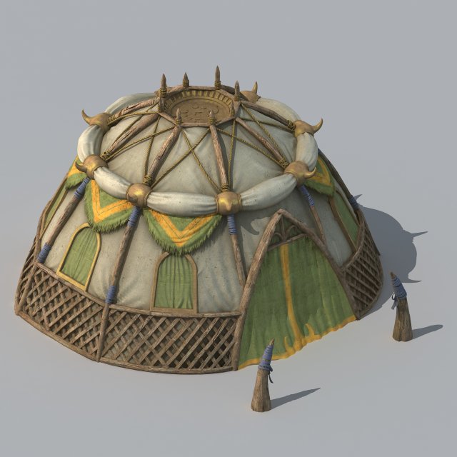 grassland building - tent 04 3D Model .c4d .max .obj .3ds .fbx .stl .blend 