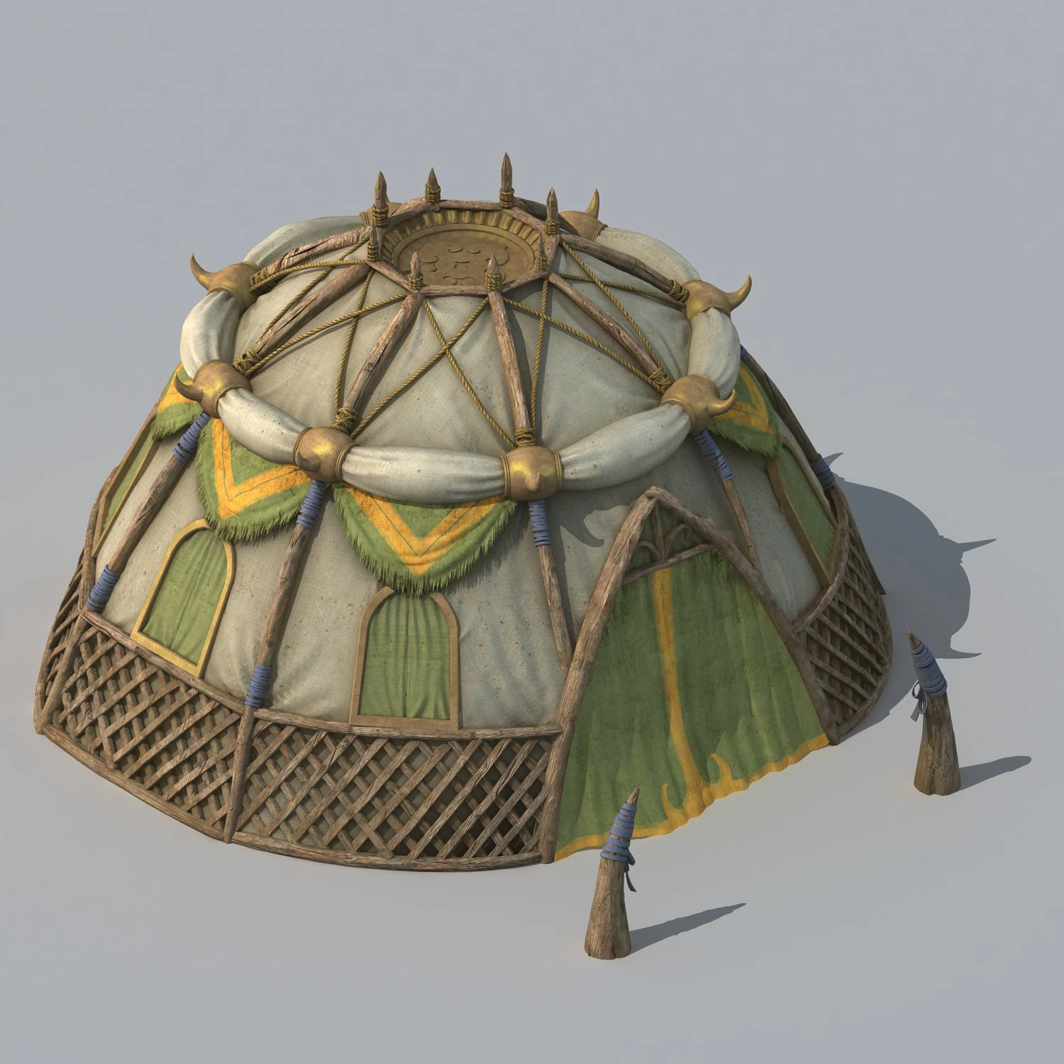 grassland building - tent 04 3D Model .c4d .max .obj .3ds .fbx .stl .blend 