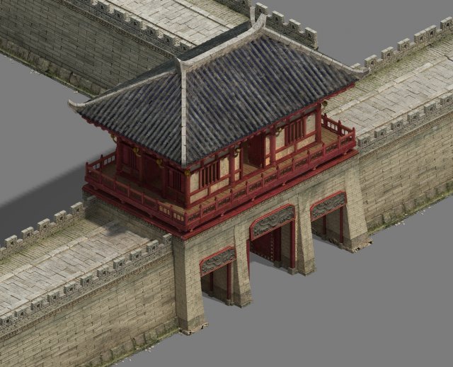 city gate - city wall - city cape 01 3D 모델 .c4d .max .obj .3ds .fbx .stl .blend 