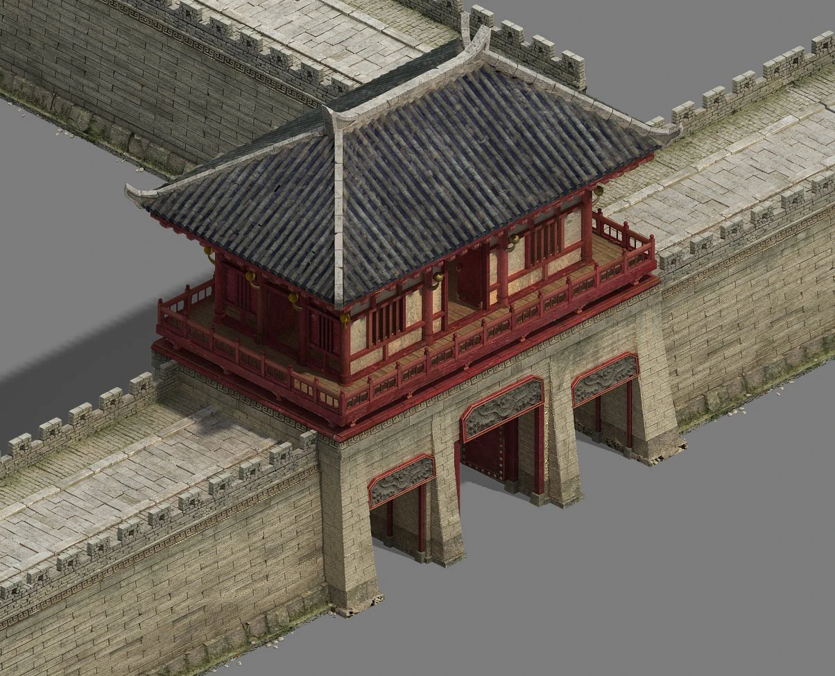 city gate - city wall - city cape 01 3D Model .c4d .max .obj .3ds .fbx .stl .blend 