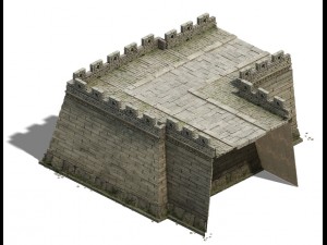 city gate - city wall - city corner 02 3D Model