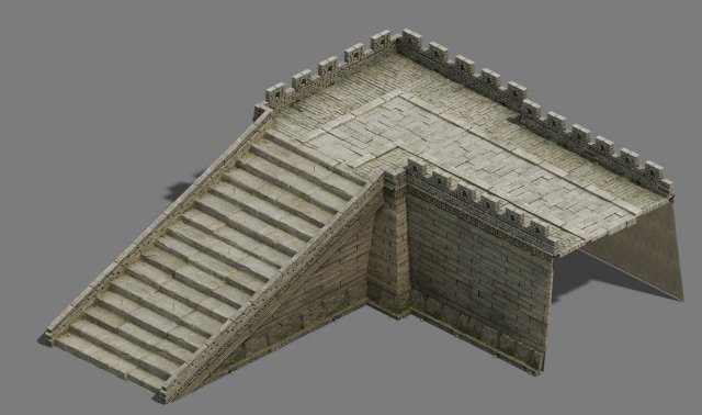 city gate - wall - wall - stairs 3D Model .c4d .max .obj .3ds .fbx .stl .blend 