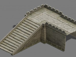 city gate - wall - wall - stairs 3D Model