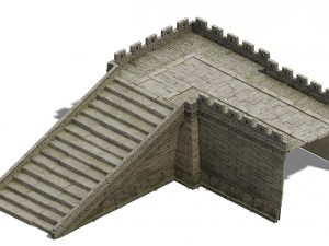 city gate - wall - wall - stairs 3D Model