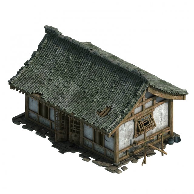 city building - broken house 3D Model .c4d .max .obj .3ds .fbx .stl .blend 
