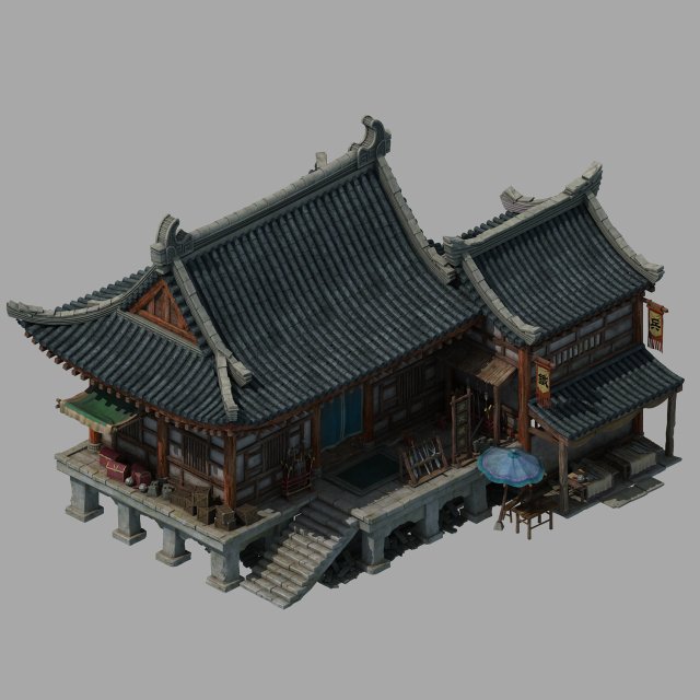 city building - shop 043 Modèle 3D .c4d .max .obj .3ds .fbx .stl .blend 