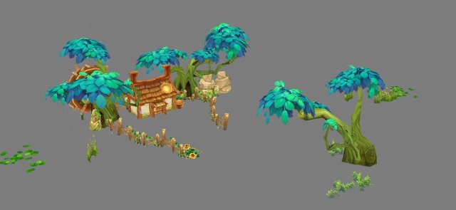 low mold scene - field hut 3D-Modell .c4d .max .obj .3ds .fbx .stl .blend 