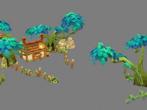 low mold scene - field hut Modelo 3D