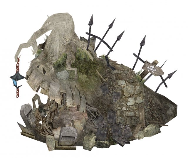 low mold game - the ruins of the cemetery Modello 3D .c4d .max .obj .3ds .fbx .stl .blend