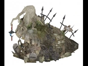 gra o niskiej pleśni - ruiny cmentarza Model 3D