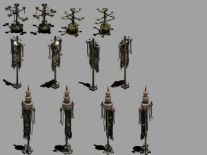 家の旗竿 - 燭台 3Dモデル