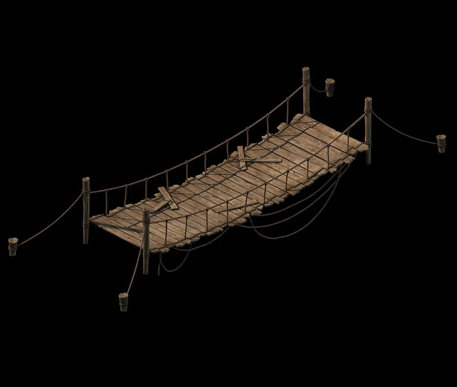 sling - wooden bridge 03 3D Model .c4d .max .obj .3ds .fbx .stl .blend