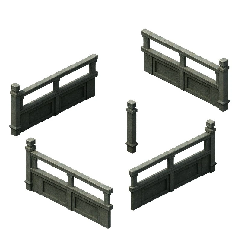 ancient building accessories - railings 01 3D Model .c4d .max .obj .3ds .fbx .stl .blend 