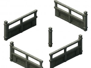 ancient building accessories - railings 01 Modèle 3D