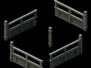 ancient building accessories - railings 01 3D Model