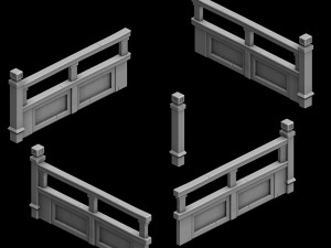ancient building accessories - railings 01 3D Model