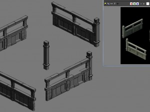 ancient building accessories - railings 01 3D Model