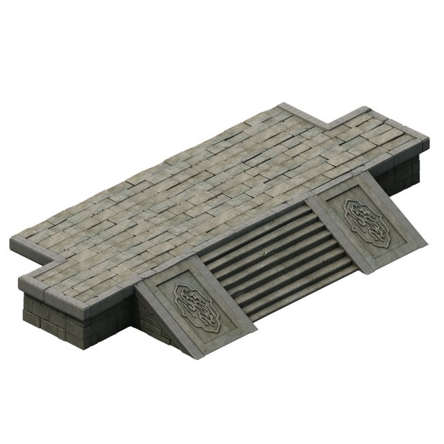 ancient building accessories - front steps 3D Модель .c4d .max .obj .3ds .fbx .stl .blend 