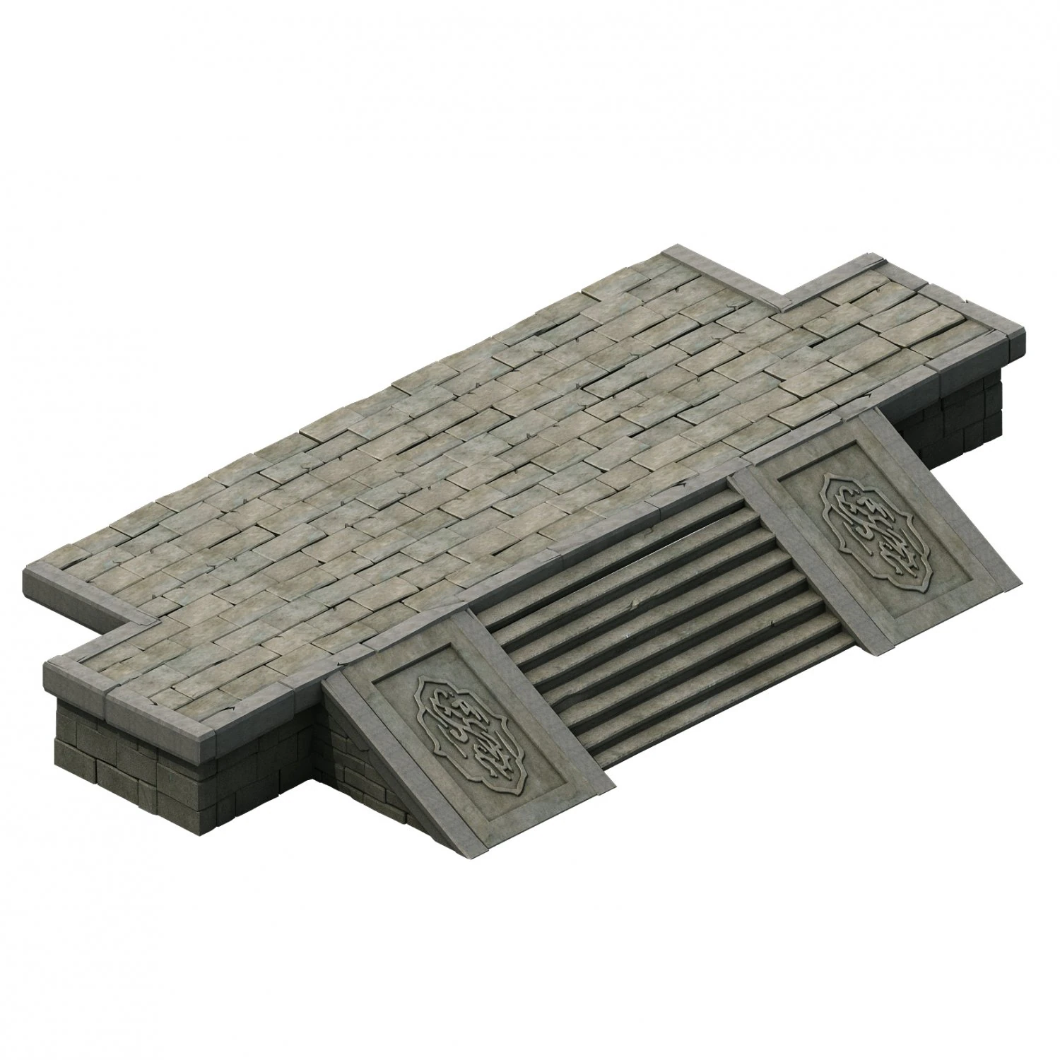 ancient building accessories - front steps 3D Model .c4d .max .obj .3ds .fbx .stl .blend 